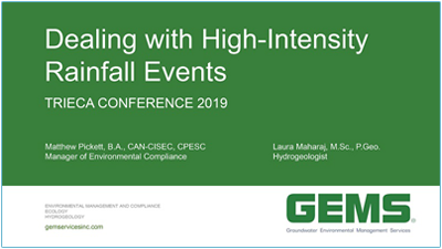Dealing with High Intensity Rainfall Events presentation cover page