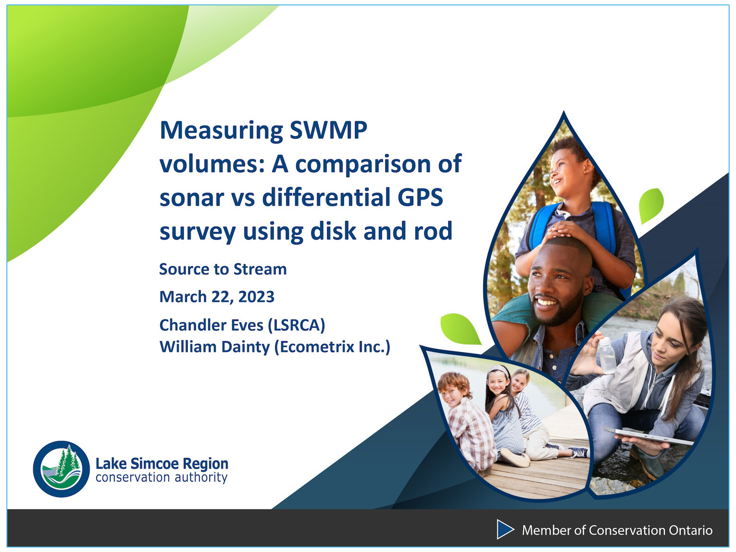 Stormwater Pond Volume Measurement Methods - A Comparison of RTK 9 Beam Sonar versus Geodetic Survey with Disk and Rod - Presenters: Chandler Eves - Lake Simcoe Region Conservation Authority - William Dainty - Ecometrix Inc