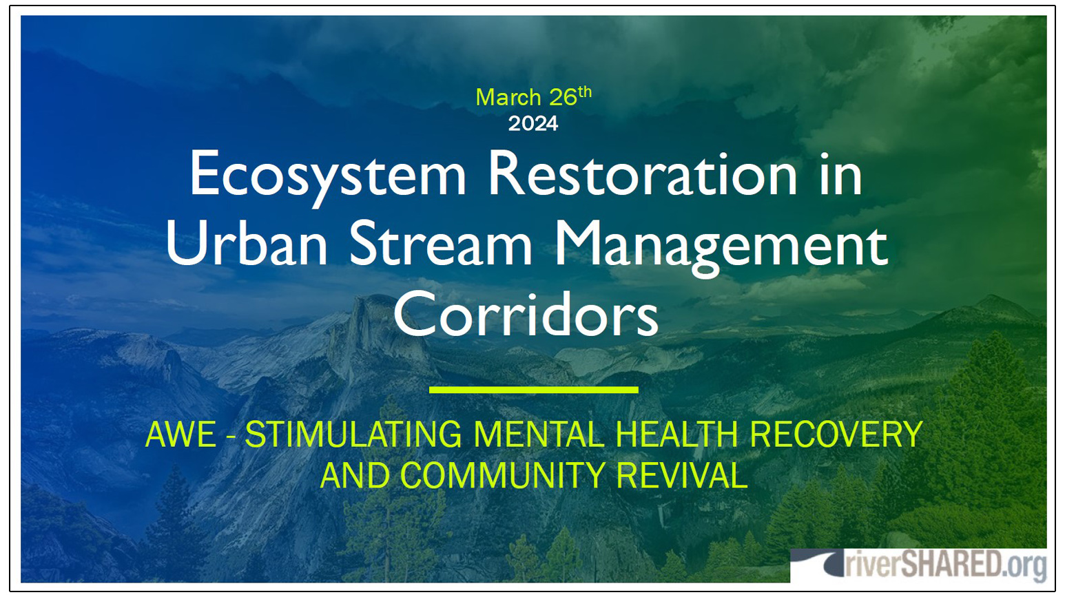 Ecosystem Restoration in Urban Stream Management Corridors - presentation by David Bidelspach