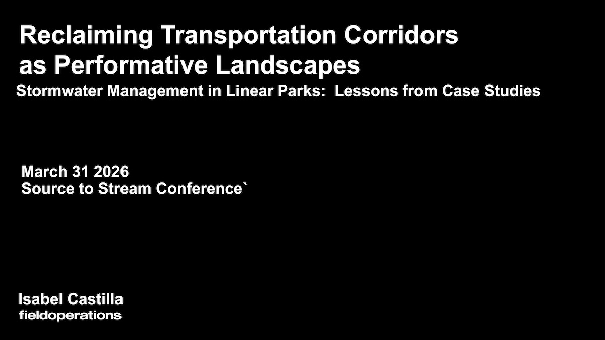 Reclaiming Transportation Corridors as Performative Landscapes - Stormwater Management in Linear Parks - Presentation by Isabel Castilla - Field Operations
